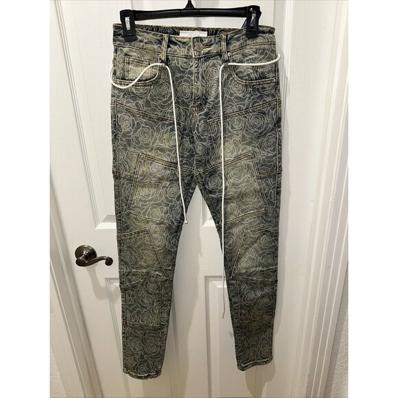 Lifted Anchors Los Angeles Patch-Work Rose Denim Skinny Jeans Size 28/32L Men's - Picture 1 of 14